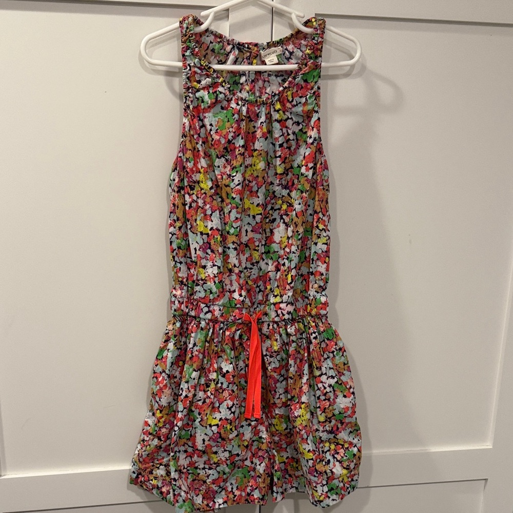Floral Sleeveless Romper with Coral Colored Tie